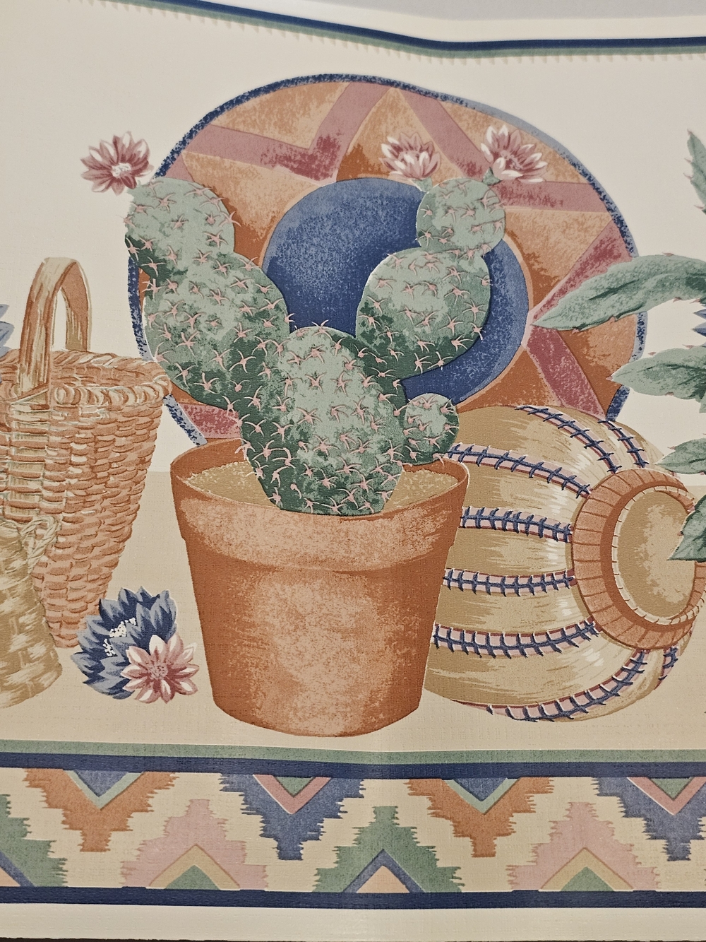 VTG 90s Sunworthy Southwestern Cactus Wallpaper Border Lot 6 Sealed 15 Ft